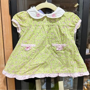 Vintage Peter Rabbit baby girl dress Beatrix potter embroidered collar flowers